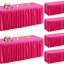 Shillance 6 Pack Hot Pink Table Clothes for 6 Foot Rectangle Tables, Premium Polyester Rectangle Tablecloth Wrinkle Resistant Washable Table Cover for Wedding, Party, Dining,Banquet,Buffet Tables, 72" x 30" Rectangular