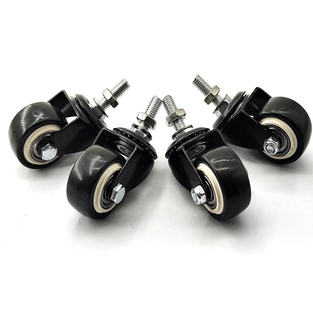 Heavy Duty Swivel Caster with 1.5in Threaded Bar, M8x25 Nut Spacer, for Shopping Carts, Workbenches and Furniture (Without Brake, 4)