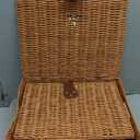 Set of 3 Woven Wicker Storage Basket Box with Lid & Lock, Built-in Carry Handles, Multifunctional Storage Organiser for Nursery, Baby, Clothes, Toys, Books, Large/Medium/Small Size (Natural)