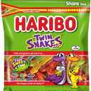 HARIBO Gummi Candy, Twin Snakes Sweet & Sour Gummy Candy, 8.3 Ounce Resealable Share Size Stand Up Bag, Soft & Chewy Snacks, Assorted Fruity Flavors, No BB Date