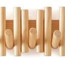 Wooden Wall mounted wood coat rack | 15 inches long , 6.5" high, with 5 Flip-Down Hooks | Modern Natural Pine Wood Finish | Decorative Hanging Storage Wall Hooks for Entryway or Bedroom