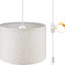 WimiSom Plug in Pendant Light,15 FT Hanging Lamp with Plug in Cord, Dimmable Switch, Pendant Lighting with Fabric Shade, Hanging Light Fixture for Living Room, Bedroom, Dining Room, Kitchen