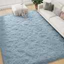 FVVRAX 6x9 ft Ultra Soft Shag Area Rug - Plush Fluffy Non-Shedding Carpet for Bedroom & Living Room, Modern Home Decor Bedside Rug for Kids Nursery Dorms, Easy Clean, Light Blue