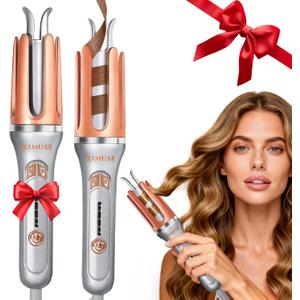 KIMUSE Automatic Rotating Curling Iron, 1.25 Inch - 4 Temp, Fast Heating, 2-Way Rotation, Anti-Scald & Tangle-Free, 30Min Auto Shut-Off, Dual Voltage for Travel, for All Hair Types & Beginners