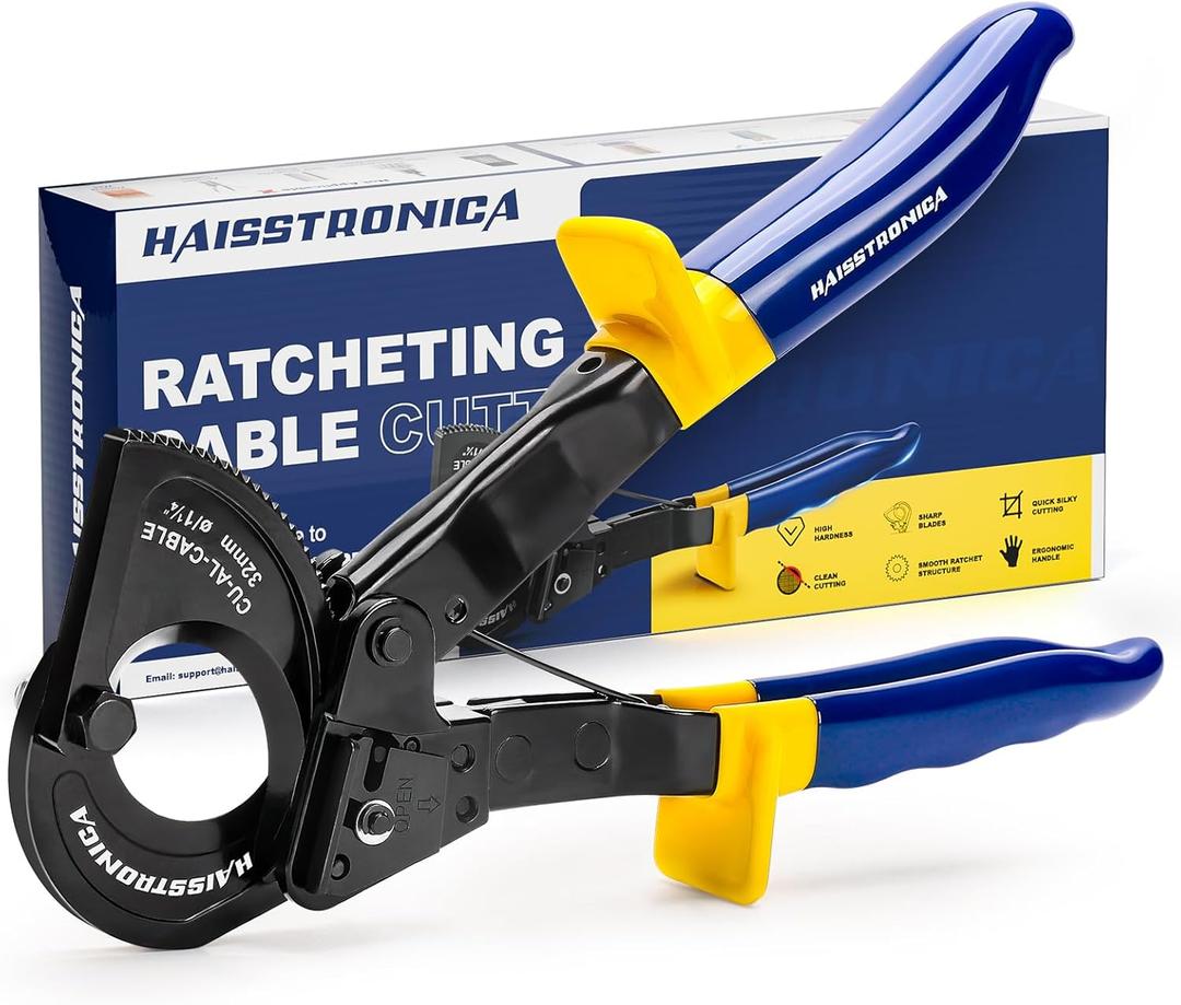 haisstronica Ratchet Cable Cutters,Heavy Duty Wire Cutters for Cutting Electrical Copper & Aluminum Cable Wire Up to 240mm(500 Kcmil)