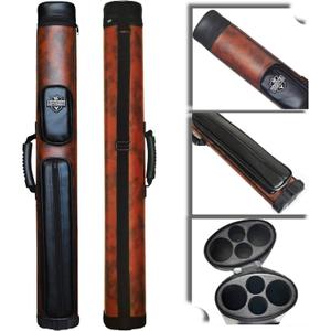 2x2 Hard cue case Oval Pool Cue Billiard Stick Carrying Case (A03-Brown)