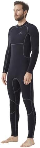 Hevto Men Wetsuits 3/2mm Neoprene Wet Suit Back Front Zip in Cold Water for Surfing Swimming Diving, Medium