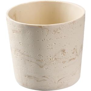 Ekirlin 7 Inch Natural Travertine Textures Plant Pot, Resin Outdoor Planter with Drainage Hole, Removable Rubber Stopper and NonSlip Soft Pad,Weatherproof Decorative Pot for Indoor/Garden Plants