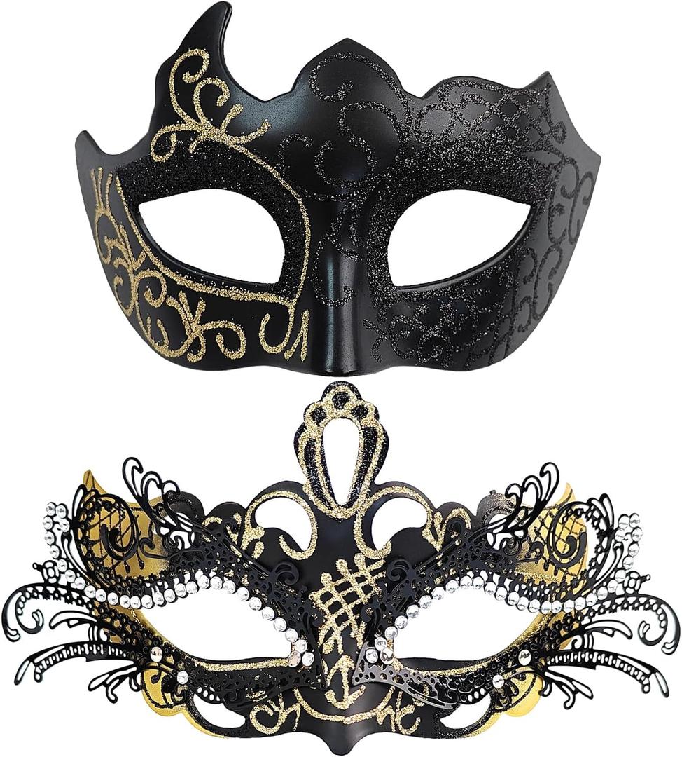 Masquerade Mask for Couples, Mardi Gras Mask for Women & Men