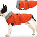 Yoochee Dog Coat, Warm Dog Winter Coat for Medium Dogs, Waterproof Jacket with Adjustable Buckle & Velcro, Reflective Turtleneck Cold Weather Coats, Pet Fleece Vest Snow Jacket (Orange, M)