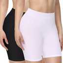 Yeblues 2 Pack Seamless Slip Shorts for Under Dress Smooth Boyshorts for Yoga/Bike/Workout Shapewear Shorts (Black+White,Small)