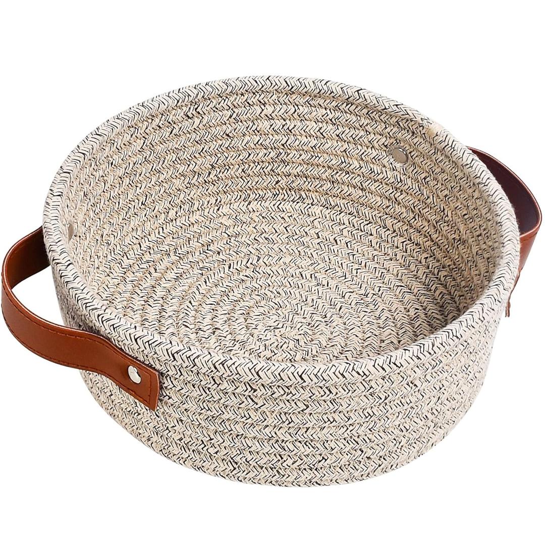 ABenkle Small Storage Basket, Mini Cotton Rope Storage Bin, Cute Tiny Shelf Baskets, Boho Decorative Toy Organizer for Nursery, Spa, Empty Gift Basket - XS, Mixed Brown
