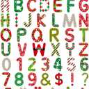 Faccito 176 Pcs Christmas Bulletin Board Decorations Letters Numbers Alphabet Paper Cutouts Punctuation Symbols Combo Set Red and Green Plaid Stripes Classroom Decorations for School Chalkboard Party