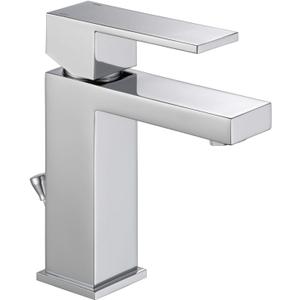 Delta Faucet Modern Single Hole Bathroom Faucet, Chrome Single Handle Bathroom Faucet, Bathroom Sink Faucet, 1.2 GPM, Push Pop-Up Drain Assembly, Chrome 567LF-PP