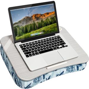 LAPGEAR XL Designer Lap Desk with Phone Holder and Device Ledge - Blue Blossoms - Fits up to 17.3 Inch Laptops - Style No. 45533