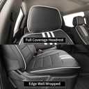 EKR Silverado Seat Covers Custom Fit for (Crew Cab) 2019-2026 Chevrolet Silverado 1500/1500 Limited/HD 2500/3500, Rear Row W/No Armrest,Faux Leather(Black with White Trim)