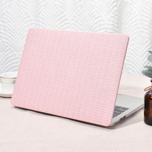 Seorsok Compatible with MacBook Air 13.6 inch Case 2022-2024 2025 A3240 M4 A2681 M2 A3113 M3 Touch ID,Elegant Leather Plastic Hard Case with Transparent Keyboard Cover,Pink Woven No Logo Cutout