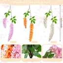 Orange Wisteria Artificial Flowers, 9Pcs 27'' DIY Fake Wisteria Floral Hanging Plant Garland with 3 Color, for Home Party Decor, Balcony, Wedding Arrangement, Spring Farmhouse Decorations