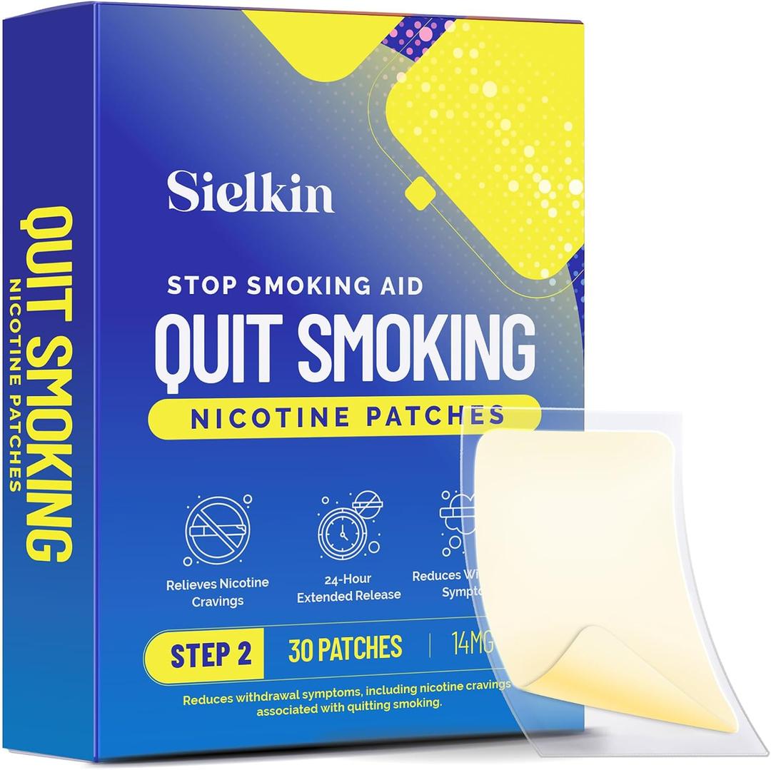 Nicotine Patches to Quit Smoking Step 2, 14 mg - Stop Smoking Aid - Each Patch Provides a 24-Hour Nicotine Transdermal System (30 Patches)