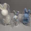 Wesiti 3 Pack Flocked Bunny Easter Decorations 9/10/13 Inch Flocked Bunny Figurines with Bow Tie Spring Easter Tabletop Centerpieces Rabbit Statue for Home Indoor Table Shelf Decor