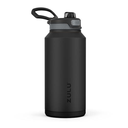 ZULU Powerfill Pro 64oz Half Gallon Stainless Steel Water Bottle with Quick Fill Lid, Triple Walled Vacuum Insulated Metal, Leak Proof Locking Lid, Sip and Chug, Reusable BPA Free, Black Monochrome