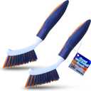 Bring It On Grout Cleaning Brush 2-Pack Crevice Cleaning Brush with Stiff Nylon Bristles, 8-Inch Heavy-Duty Scrub Brush for Tile, Grout, Shower, Bathroom, Kitchen, Corners & Tight Spaces