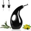 Sweejar Ceramic Olive Oil Dispenser Bottle, 24 Oz Opaque Cruet Protects EVOO Oil to Reduce Oxidation, Suitable for Storage Vinegar, Coffee Syrups, Liquids (Black)