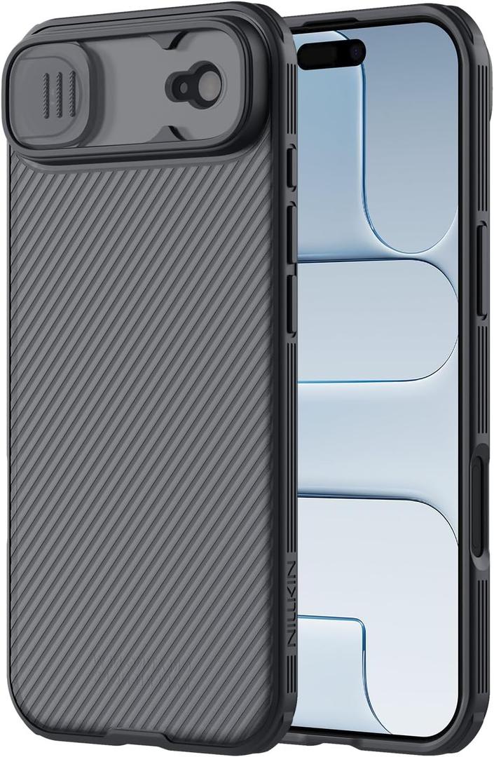 Nillkin for iPhone Air Case with Slide Camera Cover, Thin Slim Fit, Shockproof Protective, Protector Privacy, Phone Case iPhone Air with Camera Lens Protector 6.5'', Transparent Black