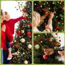 Janinka 8 Pcs Christmas Picks Pom Poms Red Green Christmas Decorations 16 Inches Xmas Tree Topper Lime Green Decor for Tree Vase Fillers DIY Crafts Displays Home New Year