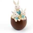 Homemory Bunny Decor The Rabbit Family in an Easter Chocolate Egg, Easter Statue Figurines for Spring Tabletop Decor Decorations Indoor (Family)