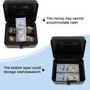 KYODOLED Cash Box with Combination Lock Safe Metal Money Box with Money Tray for Security Lock Box 7.87"x 6.30"x 3.35" Black