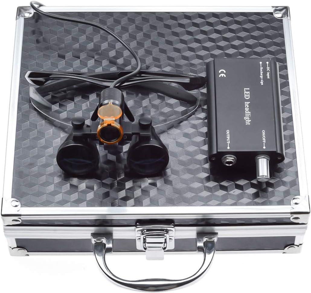 BoNew 3.5X Glass Loupes + 5W Head Lamp Clip On Type Aluminum Box (Black Color)