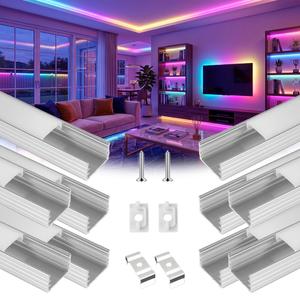 10Pack 3.3FT/1M LED Aluminum Channel U Shape with Milky White Cover Lens for 8/10/12mm LED Strip Lights,LED Diffuser Channel Even Glow for Living Room,Stairs,Kitchen,Cabinet