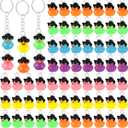 100 Pcs Duck Keychain Bulk Cowboy Cowgirl Duck Party Favors Resin Tiny Duck Keychain with Cowboy Hat Sunglasses Charms Pendant for Kids Gift Halloween Birthday Baby Shower (Multicolored)