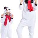 DarkCom Kids Animal Onesie,Women and Mens Snowman Onesie Halloween Costume Christmas Pajamas Sleepwear (10-11 Years)