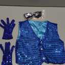 Kids Dance Hip Hop Jazz Costume Boys Sequin Vest Hat Glasses Set for Dance Party 3-12 Years