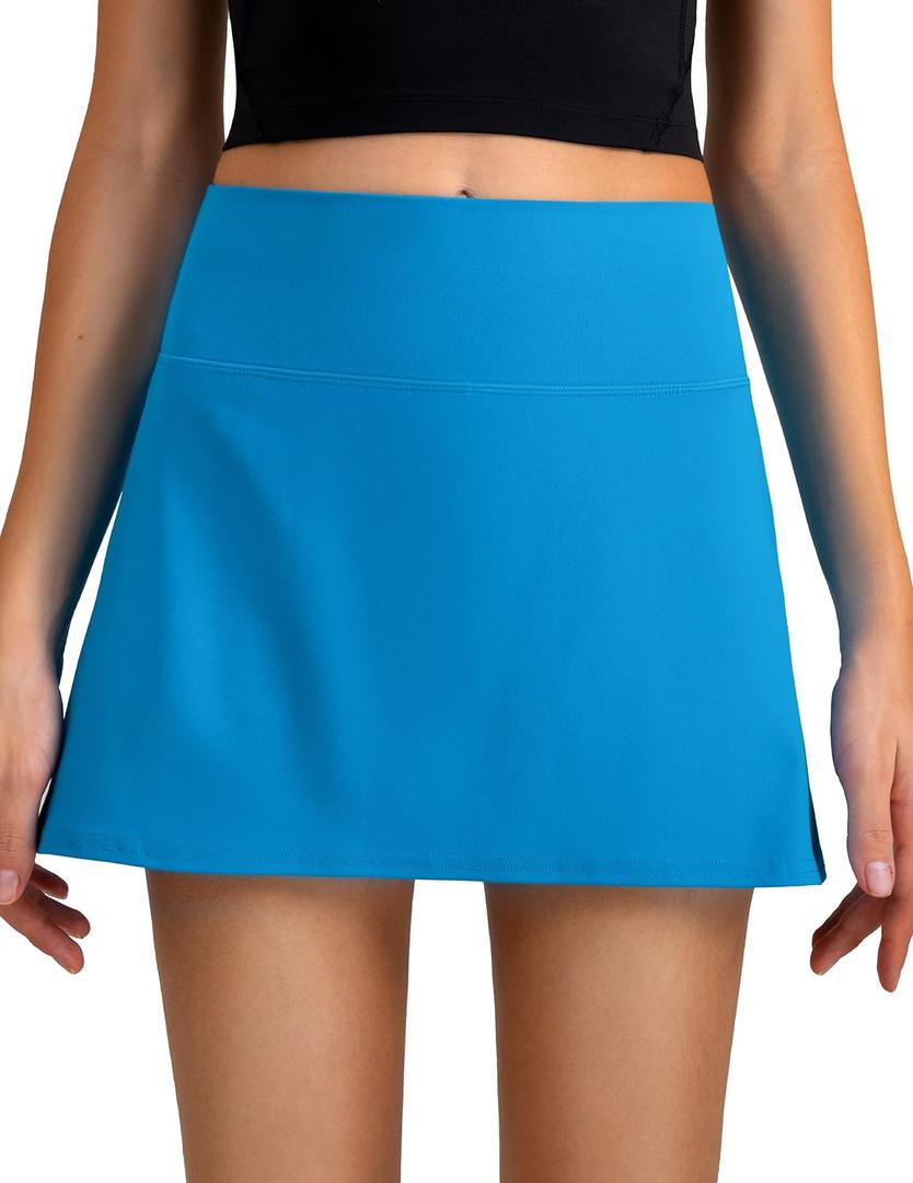 Colorfulkoala Dreamlux Skirts for Women High Rise Athletic Golf Tennis Skorts Built-in Shorts with Pockets (Blue, M)