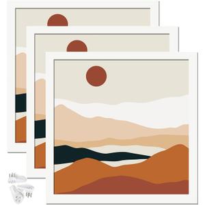White 13x13 Picture Frame Set of 3, High Transparent Frame for 13 By 13 Square Photo Collage Canvas Poster Size Wall Mount and Tabletop Horizontally Vertically (White, 13 x 13 inches)