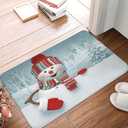 Jbofyee Cute Winter Snowman Bath Mat 24x16 Inch Non-Slip Soft Microfiber Bathroom Rugs Washable Bathmat, Carpet Rug Entryway Christmas Greeting Decor for Tub Shower Room Floor