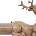Wood Decorative Curtain Rods for Windows:66-120 Inch Wooden Boho Farmhouse Curtain Rod for Bedroom Living Room,Heavy Duty Adjustable Rustic Drapery Rods with Vintage Imitation Wood Deer Finial