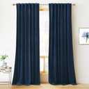 RYB HOME Velvet Curtains 96 inches - Blackout Curtains for Living Room,Thermal Insulated Noise Reducing Panels Luxury Vertical Sense Window Decor for Party Backdrops, Navy Blue, W52 x L96, 2 Panels