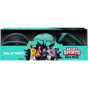 Dude Perfect Mini Sports Balls, Kids and Adults Multi-Pack Sports Ball Set, Indoor and Outdoor Play, Includes Football, Basketball and a Soccer Ball