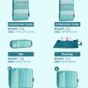 Bagail Ultralight Compression Cubes 7 Set - 3 Packing Cubes, 3 Organizers, and 1 Shoe Bag (Teal)