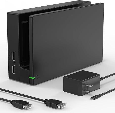 Dock Station for Nintendo Switch/Switch OLED, Replacement 3-in-1 TV Dock Set with Original IC Module, AC Charger & High-Speed HDMI Cable for 1080P HD Output (Not Compatible with Switch 2)