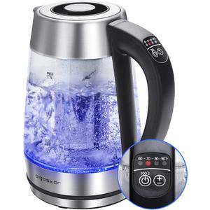 Aigostar Electric Kettle, Tea Kettle with Temperature Control and Tea Infuser, 1500W Hot Water Kettle with Variable Temperature, Keep Warm Function, LED Indicator Light Change, Auto Shut-Off, 1.7L (Stainless Steel- Tea Infuser)