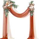Floroom Arch Flowers with Drapes Kit (Pack of 4) - 2pcs Artificial Terracotta & Cream Floral Swag Arrangement with 2pcs Draping Fabric for Wedding Ceremony Arbor and Reception Backdrop Decoration