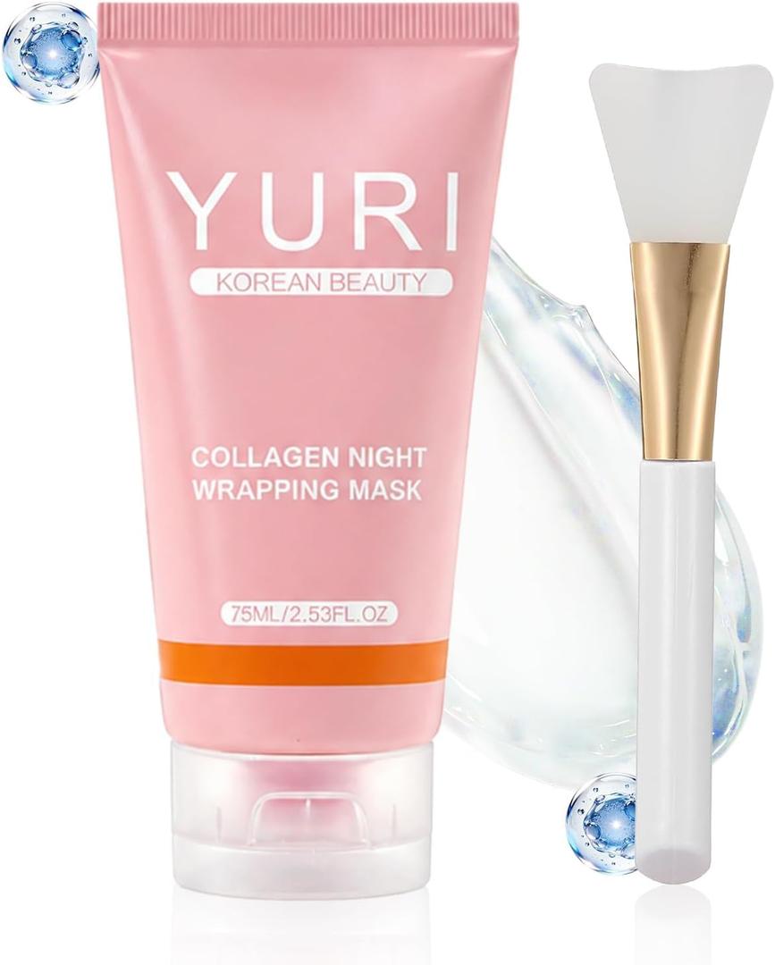 Lalena Yuri Collagen Night Wrapping Mask,Yuri Collagen Mask,Overnight Peel Off Face Mask For Glass Skin, Deep Hydration & Smooth Skin, Even Tone & Oil Control, For All Skin Types