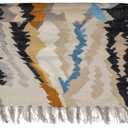 Creative Co-Op Woven Wool and Cotton Blend Rug with Abstract Design and Fringe, Multicolor