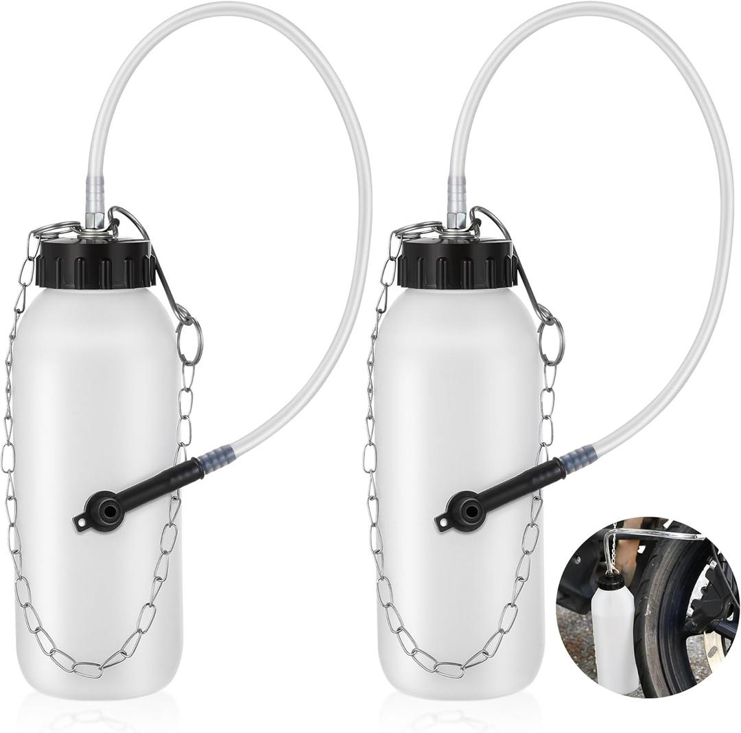 2PCS 1L Brake Bleeder Bottle with 20 Inch Tube and Rubber Connector, One Person Brake Bleeder Bottle Brake Bleeder Kit Suitable for Cars, Motorcycles ATVs and All Brake Systems