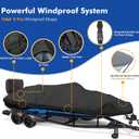 1200D Waterproof Boat Cover - Fits 17' to 19' ft Bass, V-Hull, Tri-Hull, Fish & Ski, Runabout Bowrider Boats - Heavy Duty Canvas Black